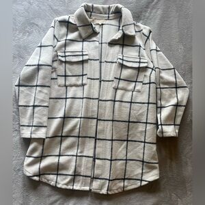 MELLODAY Cream and Black Checkered Coat